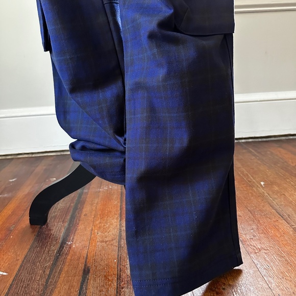 Zara navy blue plaid cotton cargo pants | size M / 28 - Picture 9 of 13